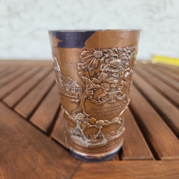 Antique "Souvenir of Vancouver BC" Copper Cup Stanley Park Waterfront CPR Depot - Picture 6 of 16